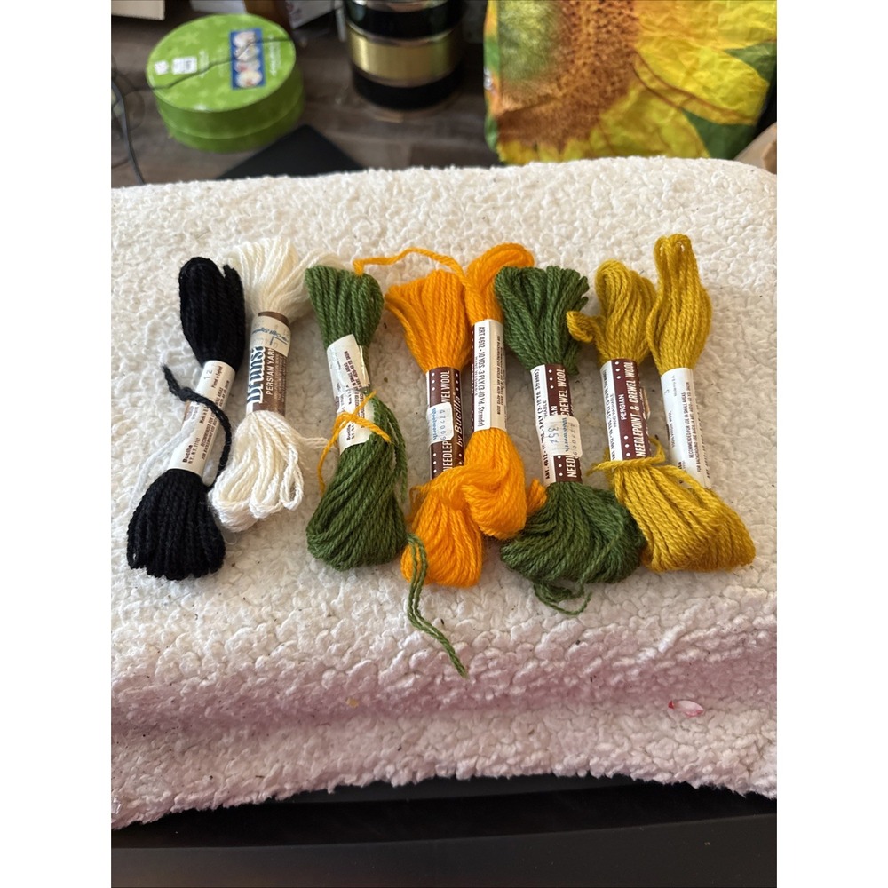 8 Bucilla 10 Yards Needlepoint and Crewel Virgin Wool Assorted Colors 3-Ply